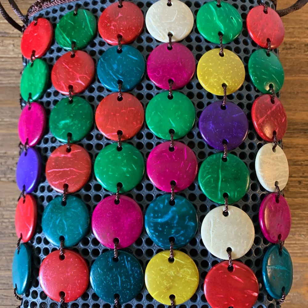 Beaded Multicolored Coconut Shell Mini Crossbody … - image 3